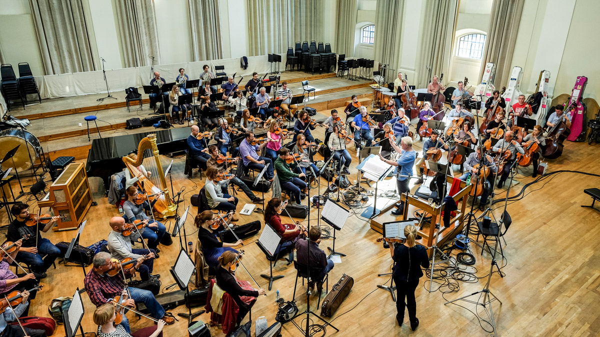 Recording session for the concerto for violin